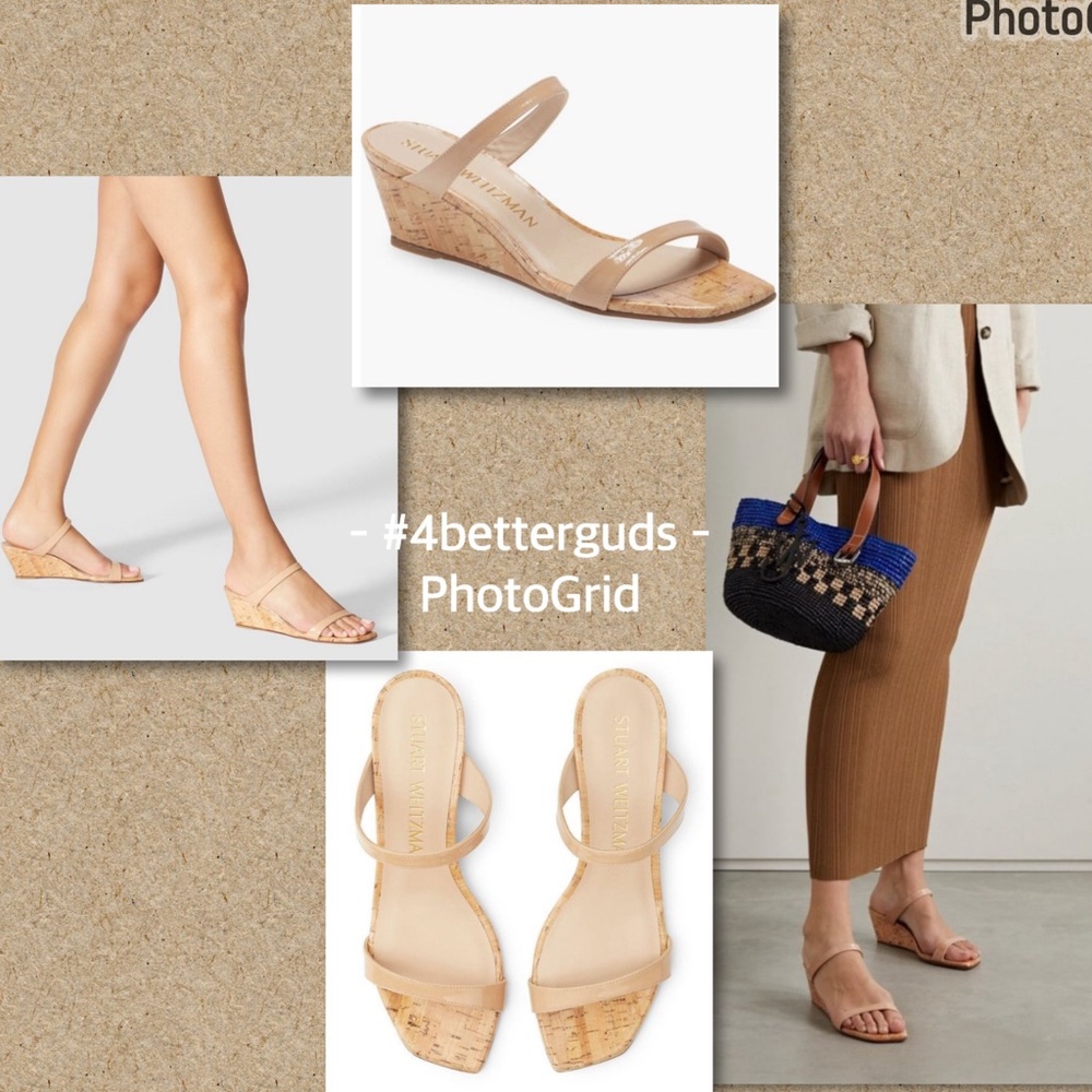 NEW Stuart Weitzman Aleena 50 Two Band Wedge Patent Leather Cork Sandal 10B 40.5 - Picture 8 of 16